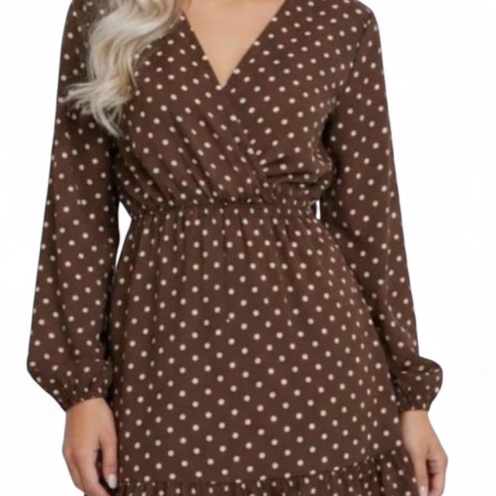 NWT Chic Long Sleeve Polka Dot Mini Dress XL